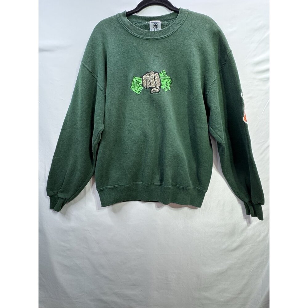 VTG ILLIG Y2K Graphic Sweatshirt / Cash & Leprechaun Green Sz L